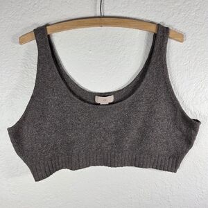 H&M Brown Knit Wool Tank Top Cropped Women Size XL Sleeveless Scoop Neck